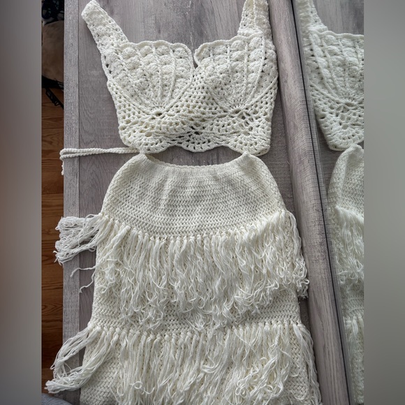 Knit Cream Seashell Fringe Set - Picture 13 of 17